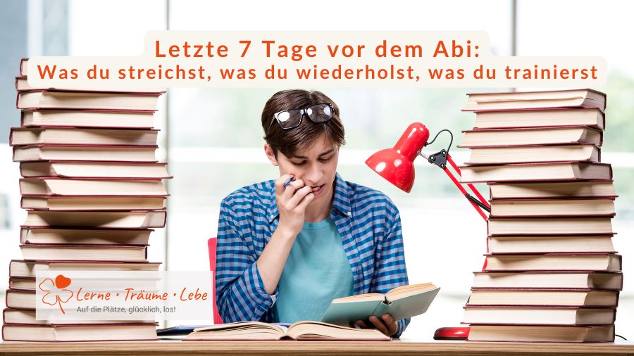 Ein Schüler sitzt am Schreibtisch und lernt.