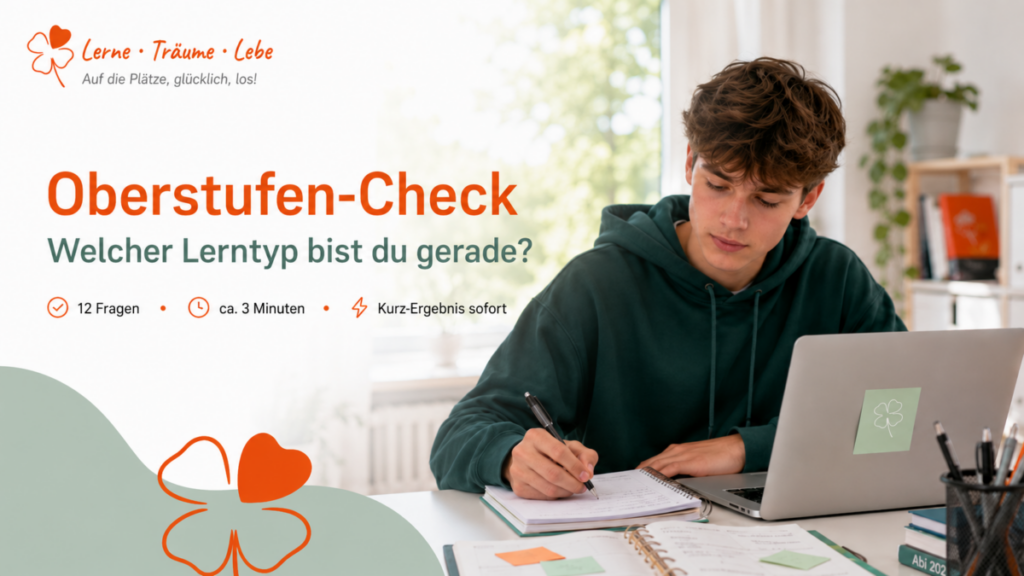 Oberstufen-Check Ein Schüler sitt zuhause an seinem Schreibtisch und macht Hausaufgaben.