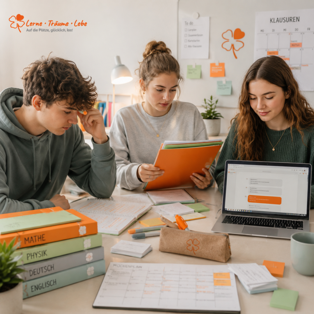 Zielgruppe_Schueler Drei Schüler lernen gemeinsam in der Schule.