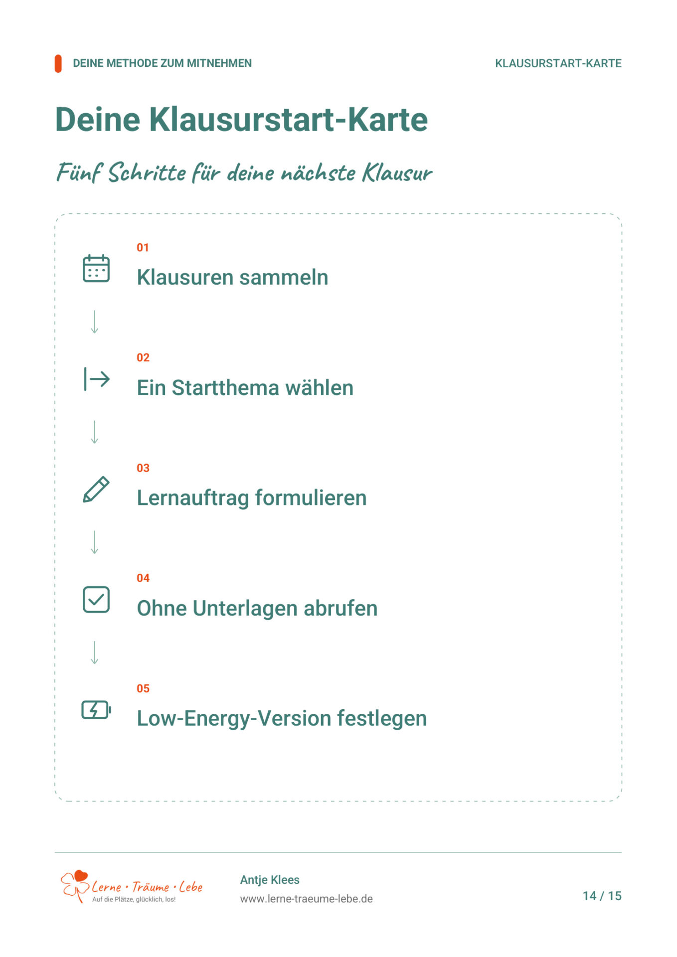 Vorschau der Klausurstart-Karte aus dem Workbook Klausuren ohne Chaos