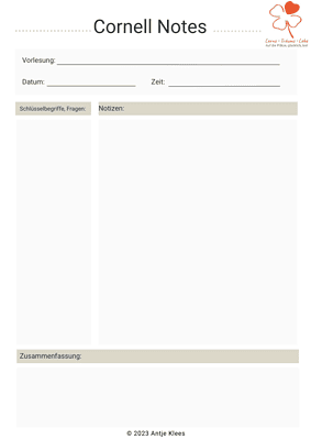 Mit der Methode Cornell Notes im Seminar mitschreiben